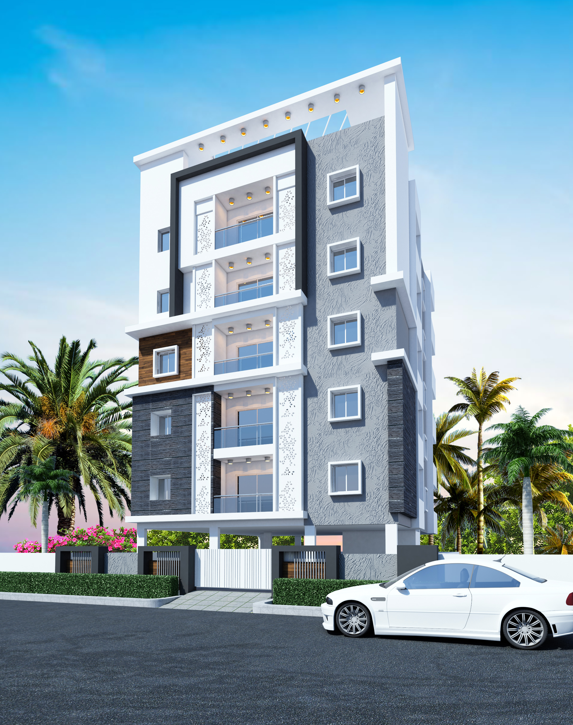 Vaarahi Skyline Front Elevation - 2 BHK Apartments Ameenpur Hyderabad